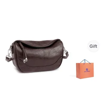 GELANDAI Cow Leather Shoulder Bag Crossbody Bag Women's Black/Chocolate