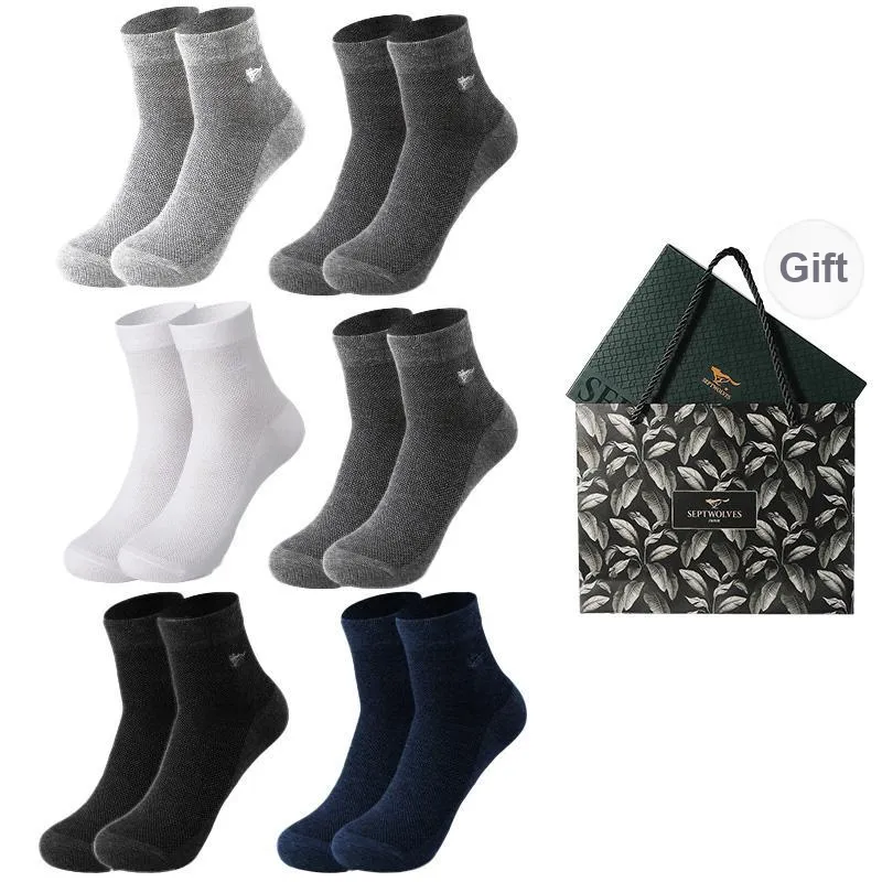 SEPTWOLVES Ankle Socks Men's Gift Box Of 6 Doubles-65