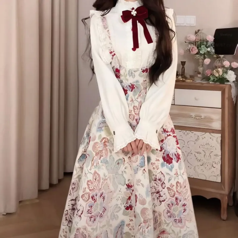 Blovelan Skirt Set Women's Myriad Flowers Velvet-11