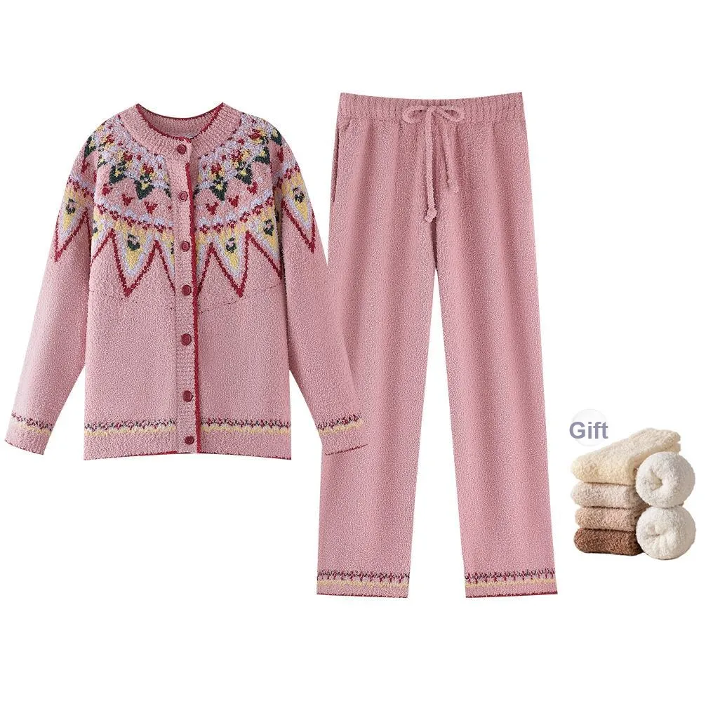 ZumashL Luxury Designer Series Pajama Set Women's Light Snowberry Red