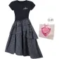 Blue Mock Two-Piece Dress+Box