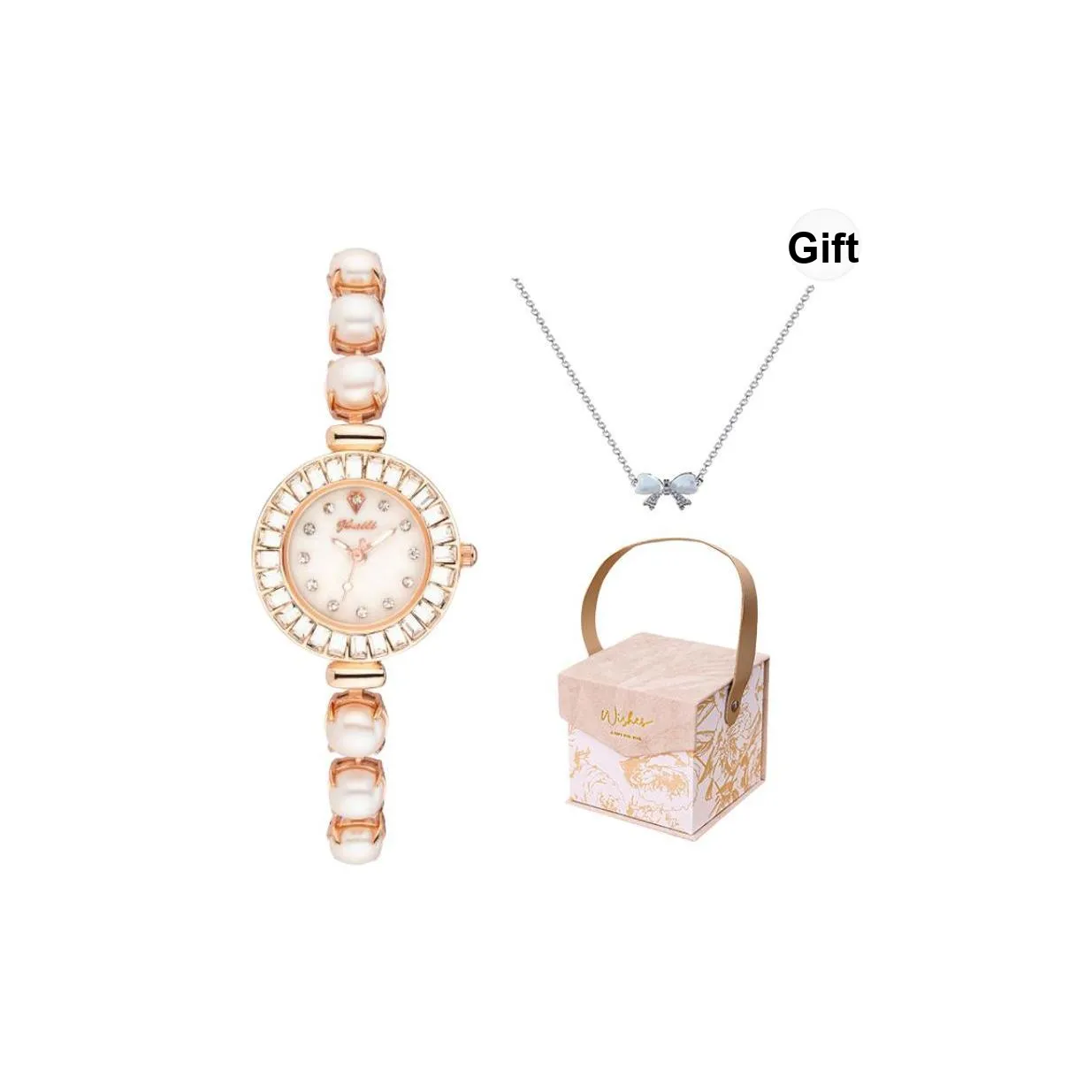 Jbaili Кварцевый механизм металлический ремешок женские часы золотой циферблат