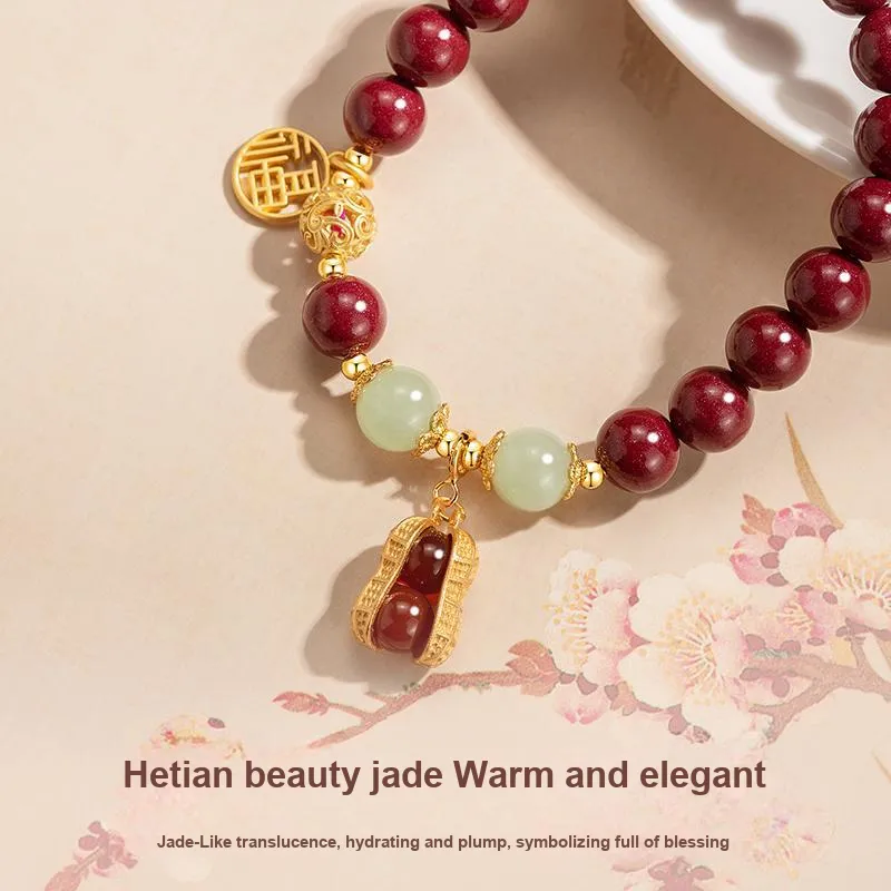 Branded Jewelry Natural Cinnabar Bracelets Women's-6