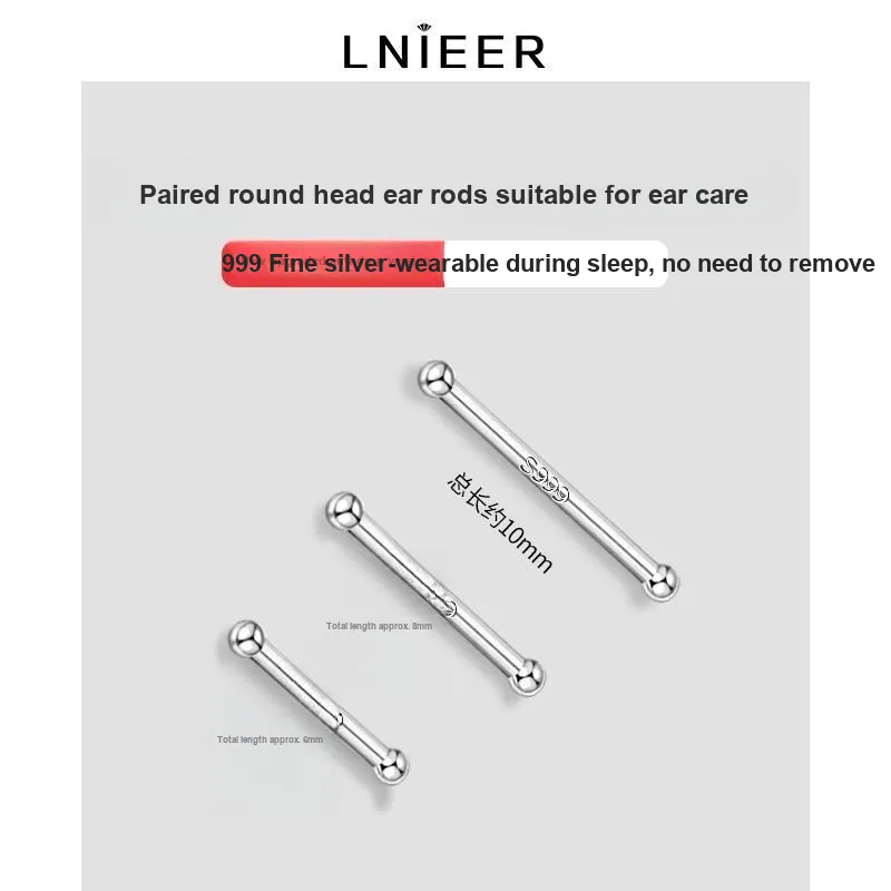 LNIEER 999 Fine Silver Stud Earrings Women's-50