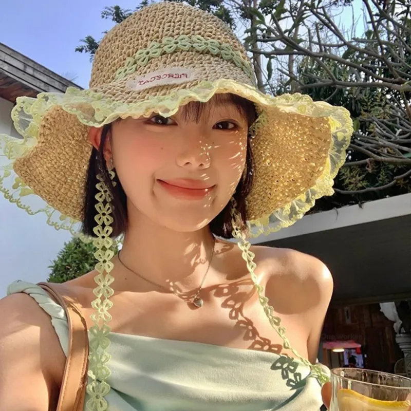 ZANC Straw Woven Sun Protection Hats Unisex-3