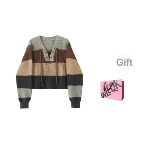 WLEQK Полосы Женские Трикотаж