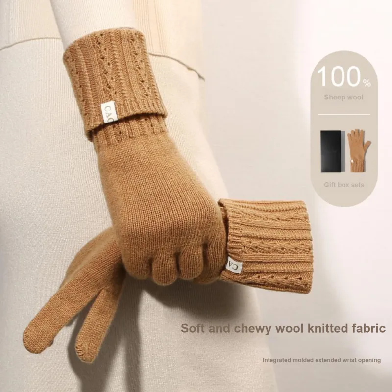 CACUSS Junior Sheep Wool Knit Gloves Women's-5