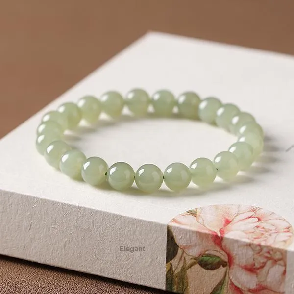 Baozhi Hetian Jade Bracelets Pale Greenish White Jade Women's-4