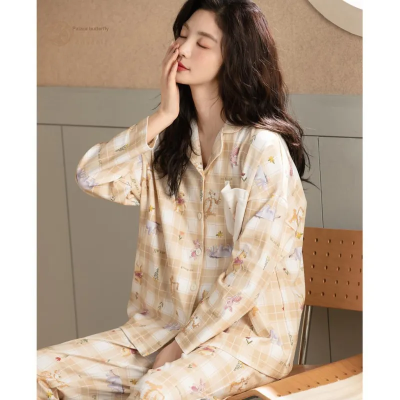Gongdie x Disney Pajama Set Women's Yellow Apricot Color-4