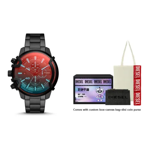 DIESEL Cow Demon King Collection Наручные часы Кварцевый механизм Стальной ремешок 48 мм Черный циферблат Мужские часы DZ4578 NLP