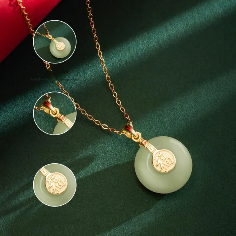 Andaozi Necklaces Pale Greenish White Jade Women's-3