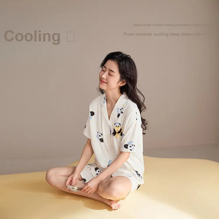 JINGYUN Deep Pajama 70 Pajama Set Women's Cloud Light White-4