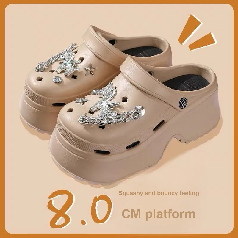 Ke Jiayi Summer Platform Height Increasing Rhinestone Slip Resistant Slippers-2