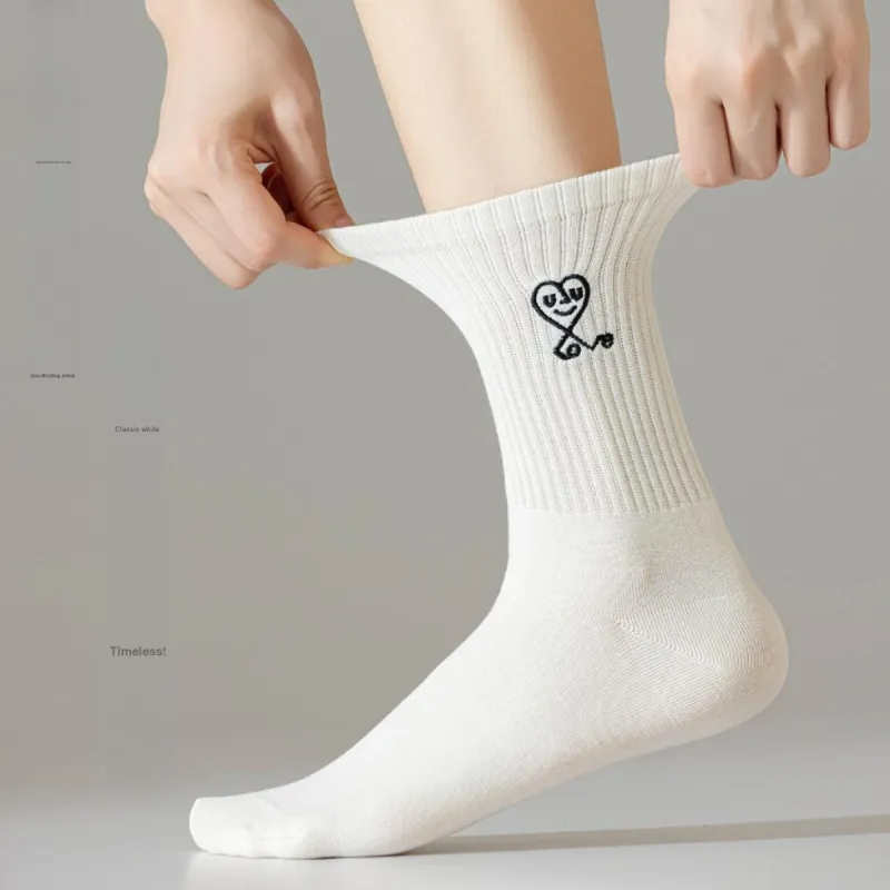 AUGUST Mid Calf Socks Women's 4 Pack White-2