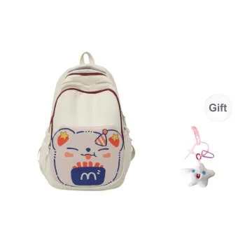 BRABOSTON Nylon Backpack Regular Unisex White & Red/Black/Khaki/White & Blue/Purple