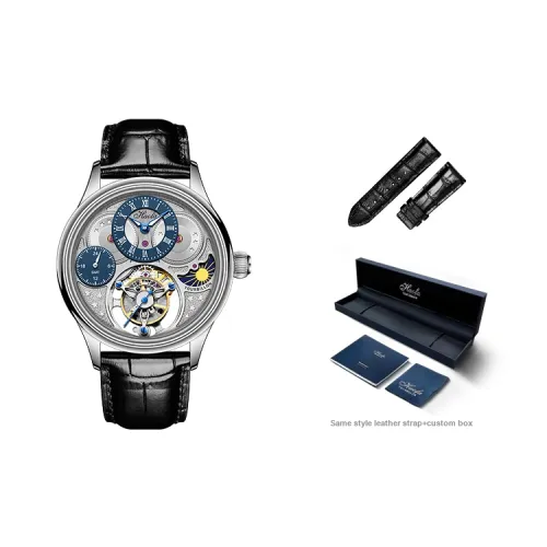 HaofaTourbillon Manual Mechanical Movement Leather Watch Bands Watch Men's Watches White Dial