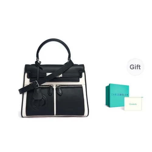 CHRISBELLA Fabric, Synthetic Leather Kelly Bag, Shoulder Bag, Handbag Regular Women's Black