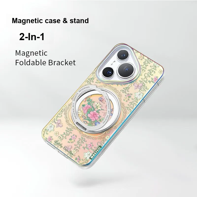 Marsfield Acrylic Material 360 Rotating Magnetic Stand Case Flowers And Shell Phone Cases Compatibility  Huawei P70/Pro-3