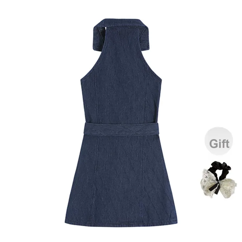 TUSHIFEI Sleeveless Dress Women's Dark Blue-1