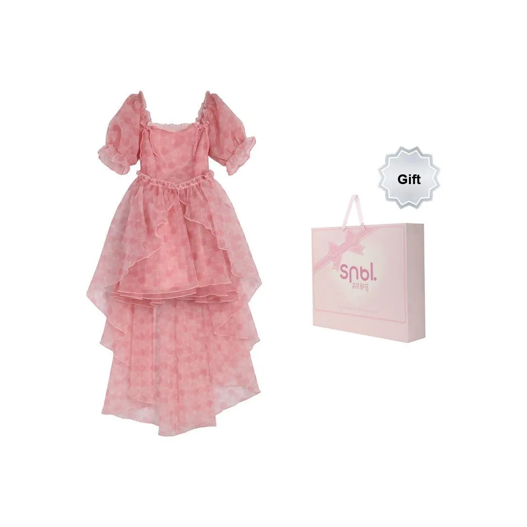 SNBL Короткий рукав Платье Лето Женское Розовый