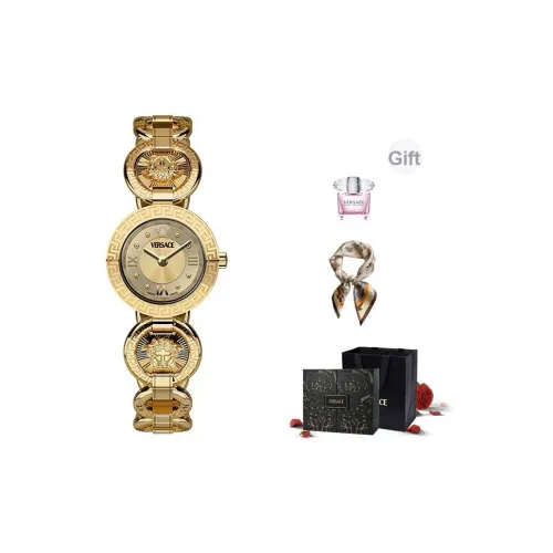 VERSACE GRECA JEWEL Collection Женские часы Кварцевый механизм Ремешок из нержавеющей стали 28 мм Зеленый циферблат