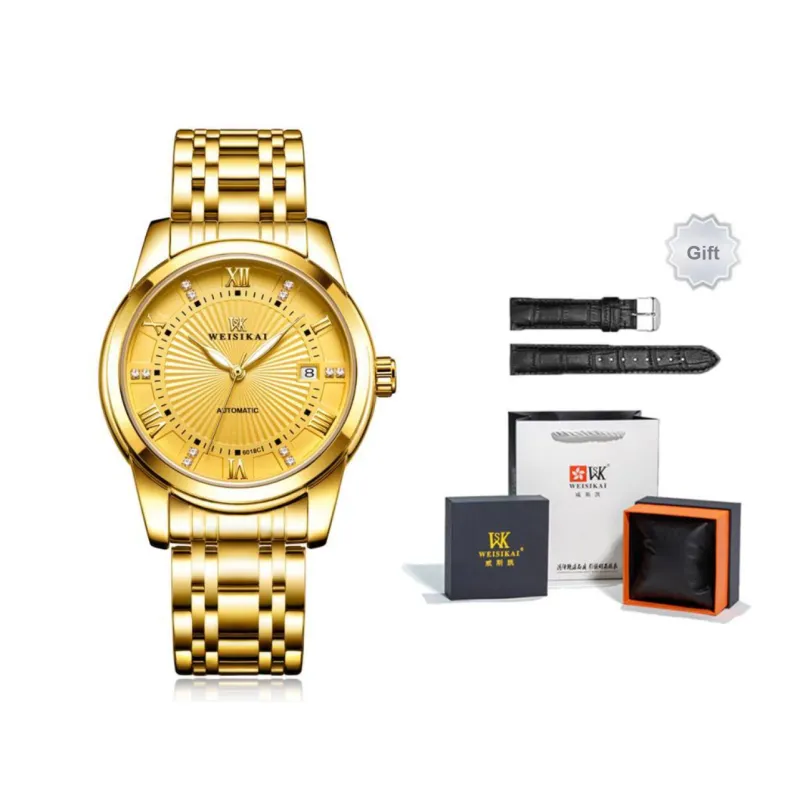WSK Mechanical Movement Watch Men's Watches White Dial-7