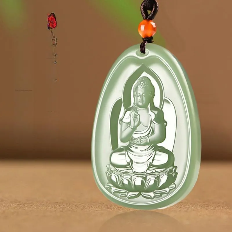 KUNYUYAO Chinese Zodiac Guardian Deity Guardian Buddha Guanyin Pendant Jade Pendant Pale Greenish White Jade Unisex-79