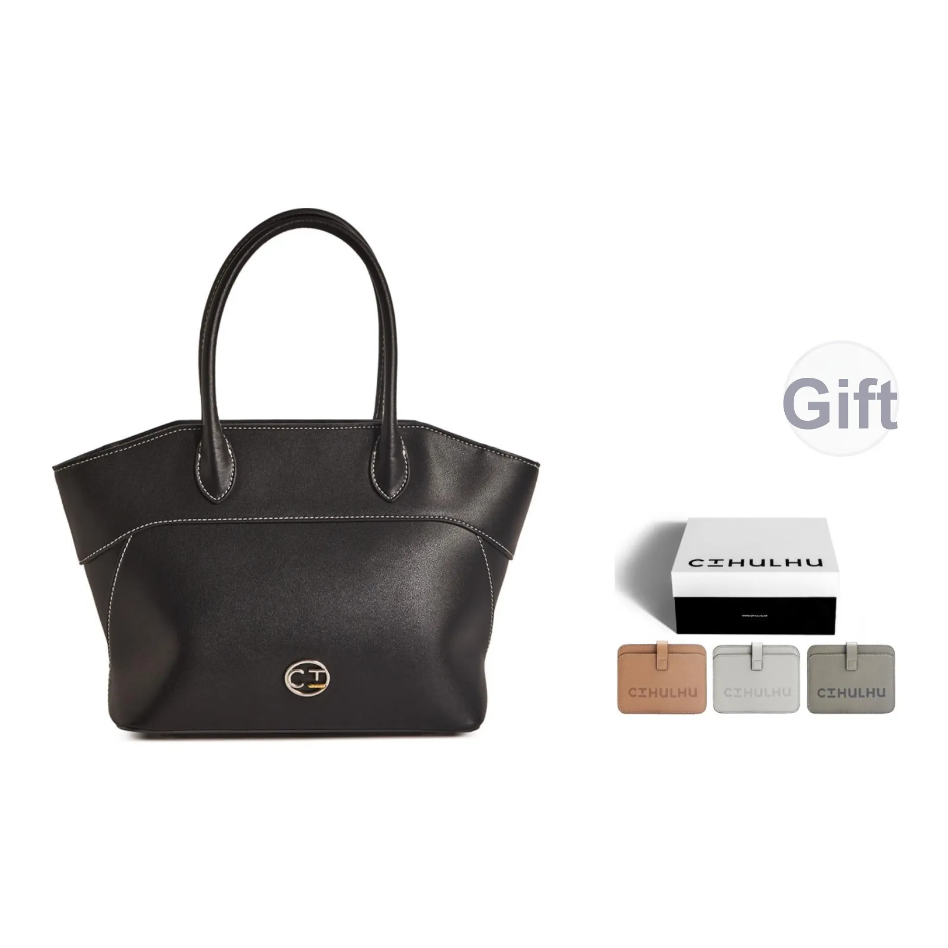 Cthulhu Коровья кожа Смайлик Тоут Одно плечо Через плечо Сумка Средний Женские Коричневый черный