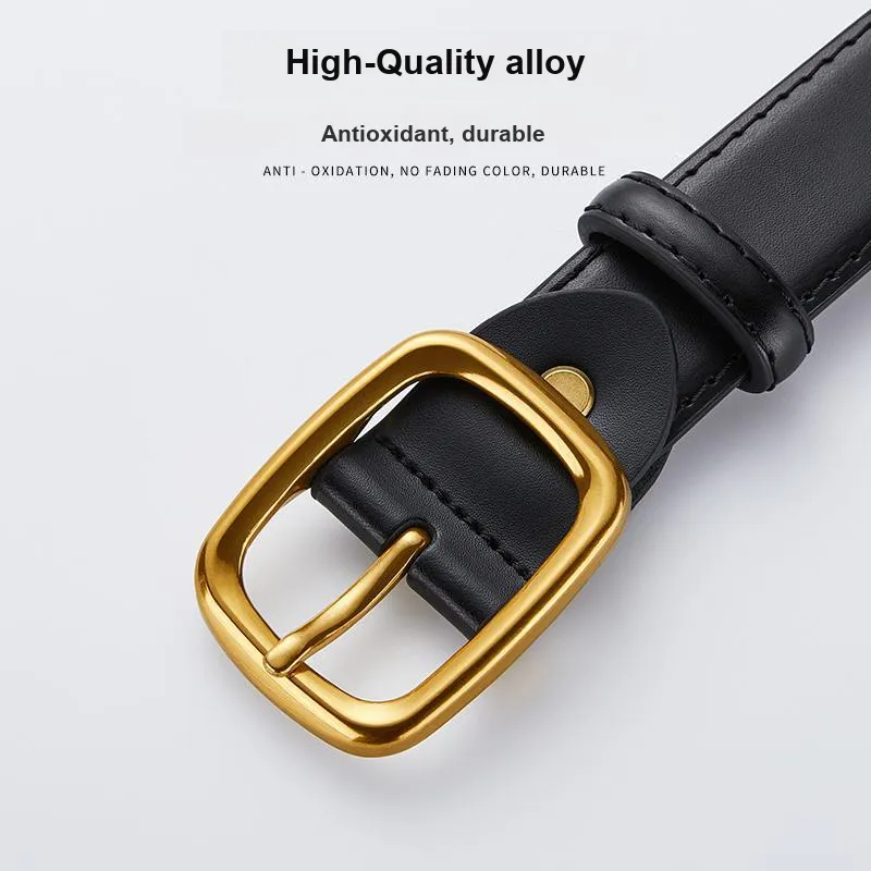 Jeccieziio Cow Split Leather Belts Women's Width 2.8CM-2