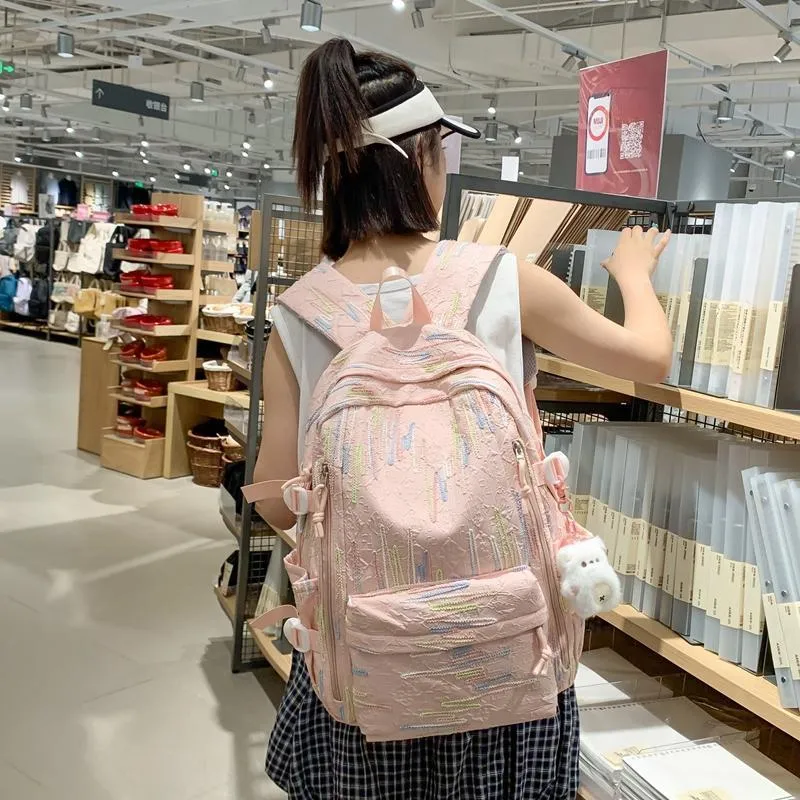 KAMLUI Nylon Fabric Backpack Large Size Unisex Multicolor-15