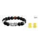 Sterling Silver Guardian Pi Xiu Black Onyx Beaded Bracelet[Includes Gold Sticker]