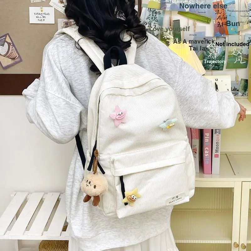 Travel Corduroy Backpack Regular Unisex Multicolor-13