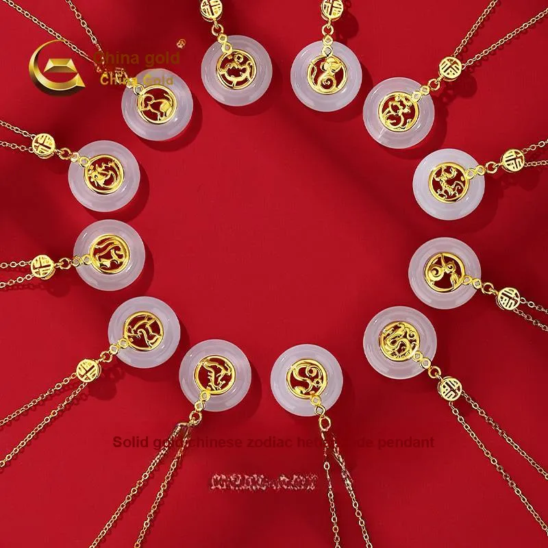 CHINA GOLD Chalcedony Jade Necklaces Women's-2