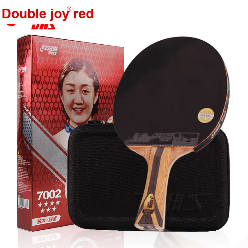 DHS Ping Pong Paddles Unisex Teak, Carbon Fiber Red/Black-6