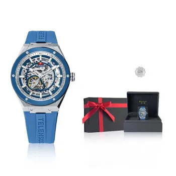 TELENSOSU Yuan Universe Collection Automatic Mechanical Movement Silicone Strap Watch Men's Watches Blue Dial