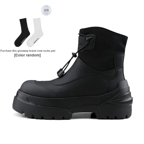 HANQIAORIJI Heavy Industry Series Ankle Boots Unisex Black