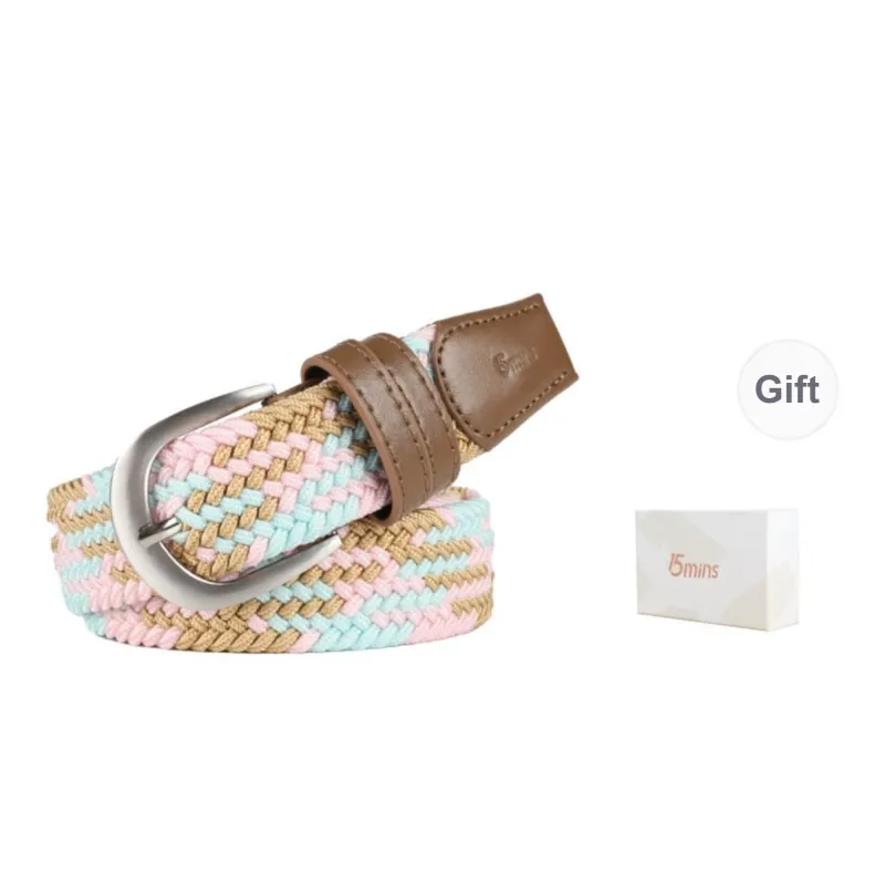 15 MINS Canvas Woven Elastic Pin Buckle Pants Belt Casual Multiple Colors Belt Unisex Width 3.35cm-6