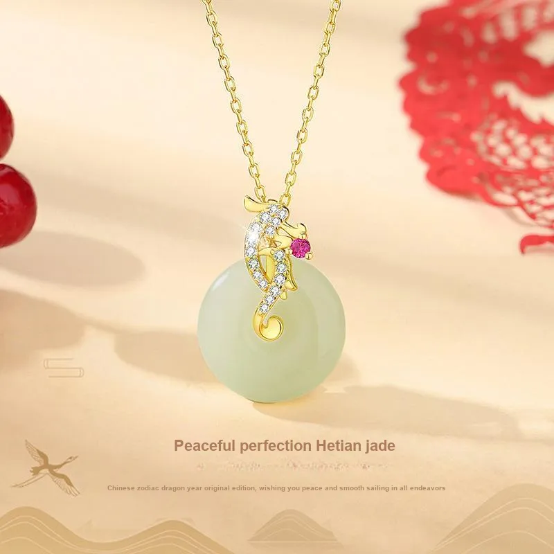 Andaozi Hetian Jade Necklaces Pale Greenish White Jade Women's-1