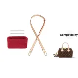 [Two-Piece Set]1.5cm Shoulder Strap+Beige Blue Fleece Liner-Includes Protective Ring
