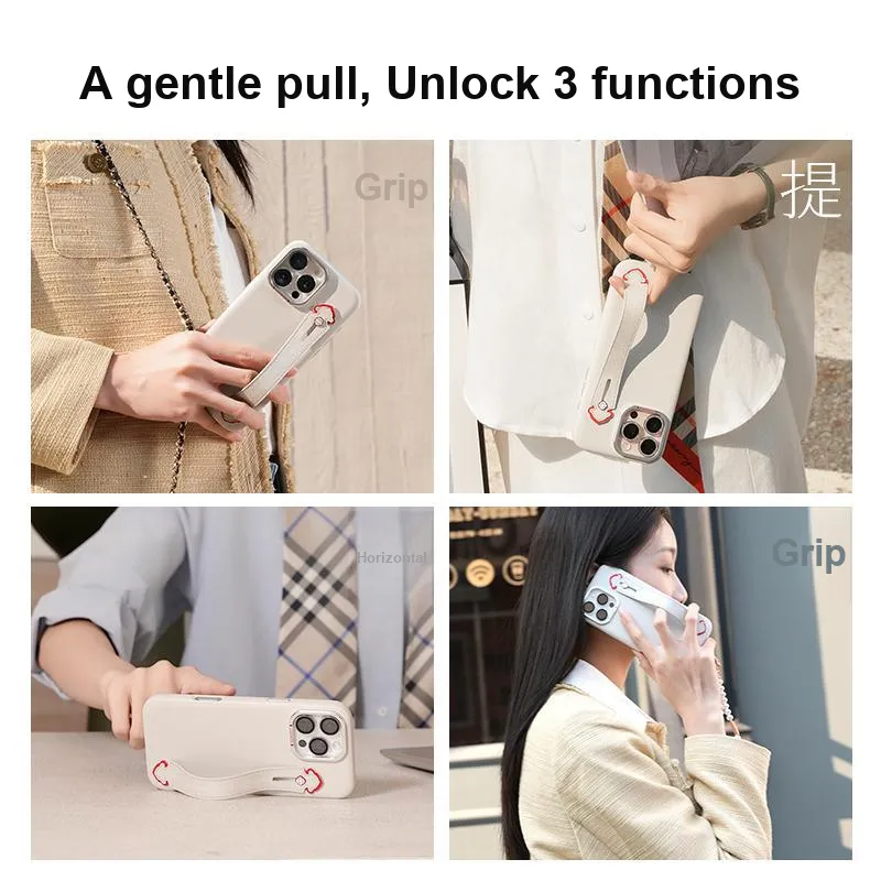 Defense Vegan Leather Material Wrist Strap Holder Style Phone Cases Compatible With IPhone 16 Pro Max/16 Pro-2