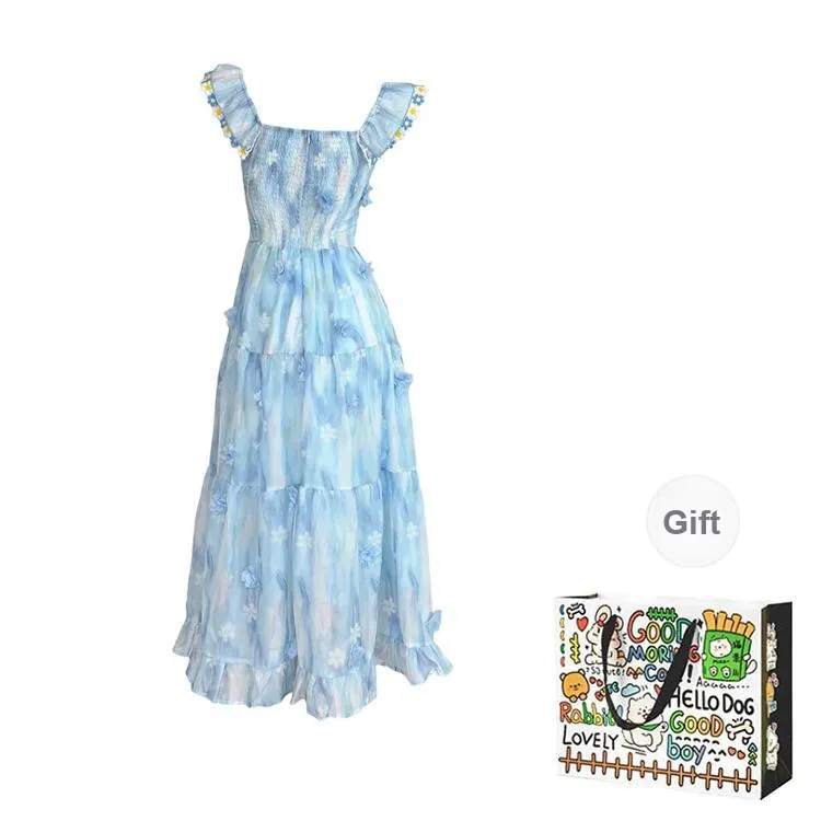 ZVJH Sleeveless Dresses Women's Blue Dress Shopping Bag-1