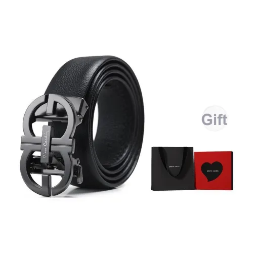 PIERRE CARDIN Модный Cut Out Универсальный Автоматическая пряжка Лицевая коровья кожа Мужские Брюки Ремень Мужской Черный 3,6 см