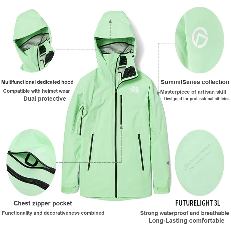 THE NORTH FACE Outdoor Hiking Waterproof And Breathable Windbreaker Jacket Women's Green-3