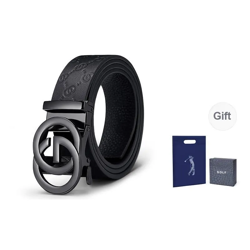 GOLF Top Grain Cow Leather Automatic Buckle Genuine Leather Belt Men's Multicolor 3.5cm-1