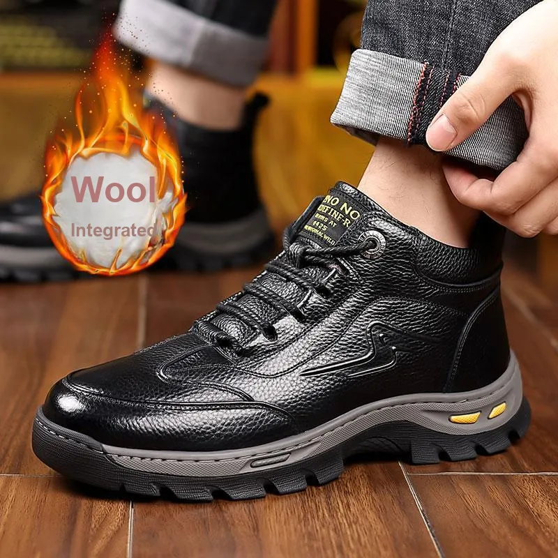 ΛOLUNKΛ Slip-Resistant Mid-Top Casual Shoes Men's Black-3