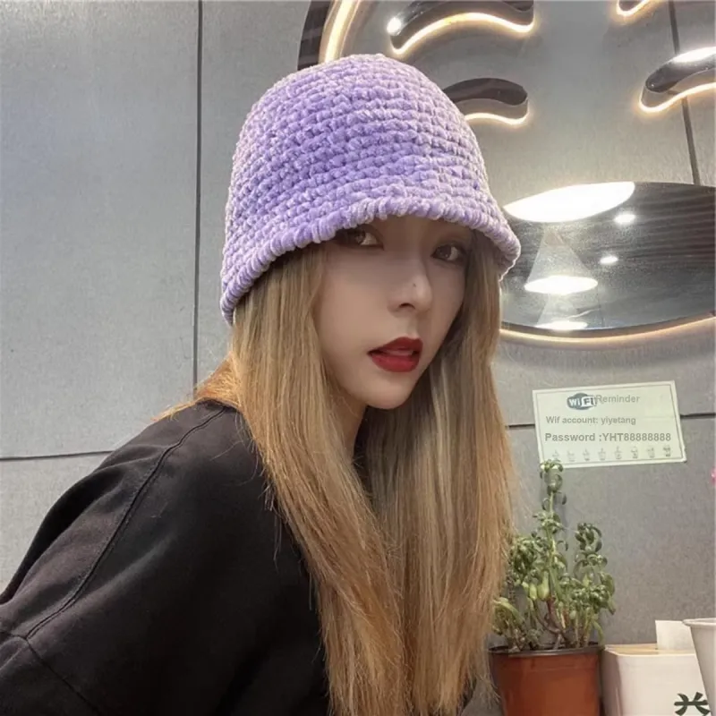 PALBAS Plush Yarn Bucket Hats Unisex-7