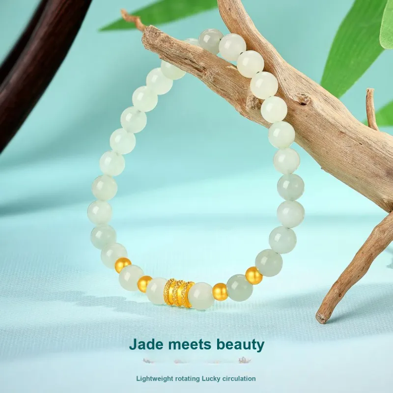 LAOMIAO Hetian Jade Bracelets Pale Greenish White Jade Women's-4
