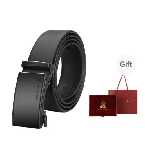 MEXICAN Split Cow Leather Belt Automatic Buckle Belt Men's Black 3.5cm