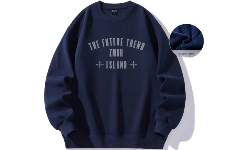 ZMOH Fleece Lined Crew Neck Sweatshirt Unisex Couple's-6