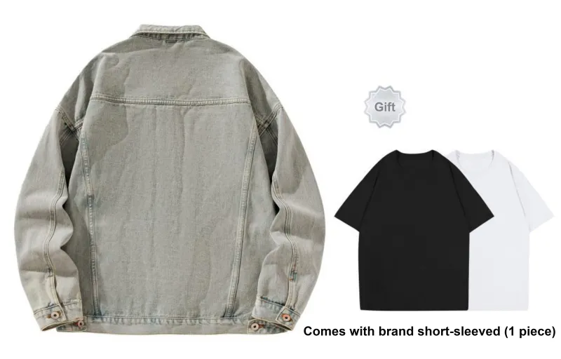 BOTH PLAY Denim Jacket Comes With Short Sleeved T Shirt Unisex-10